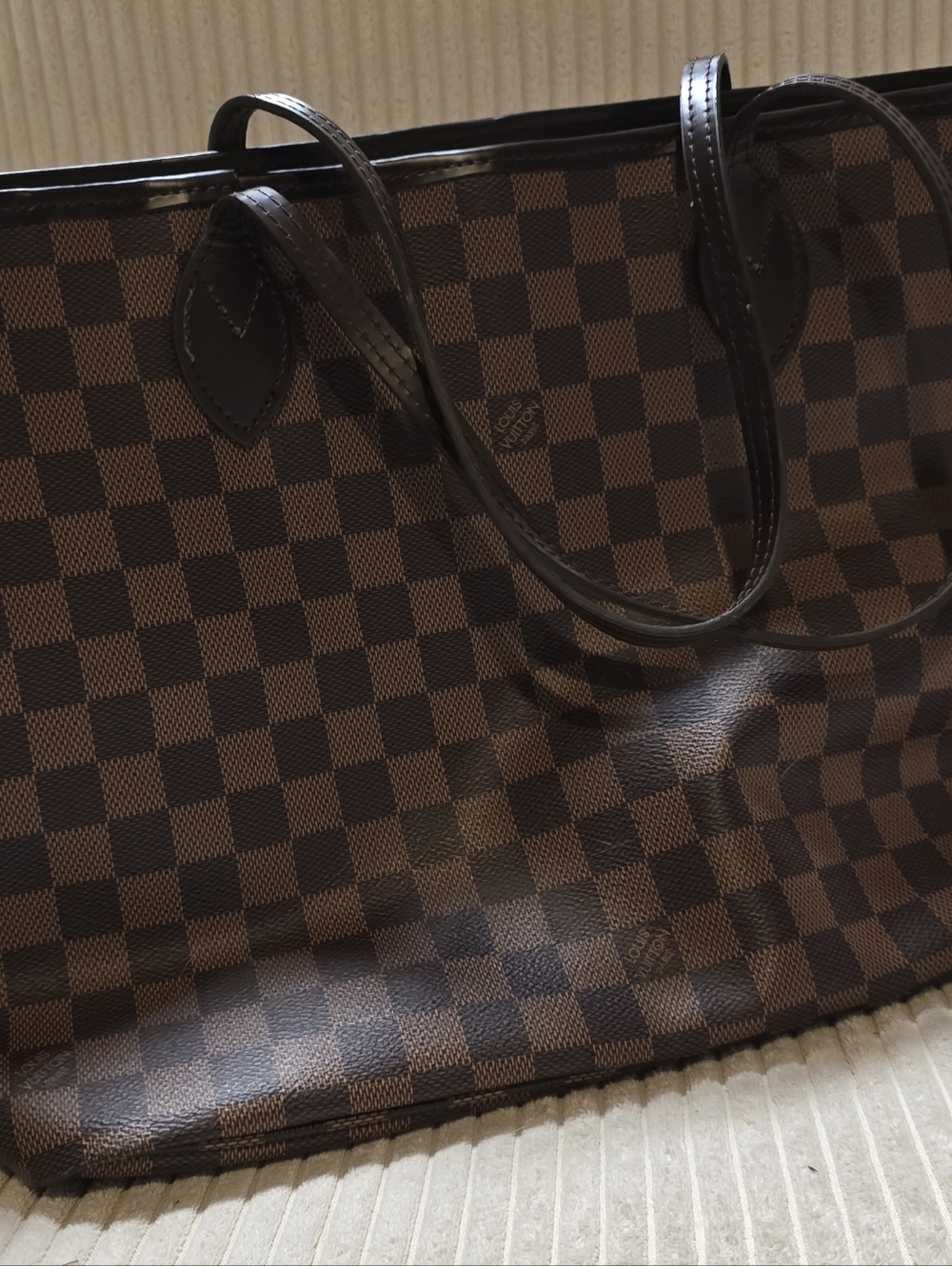 Source Unknown Brown Checkered Tote Bag with Dark Brown Handles - Picture 7 of 10